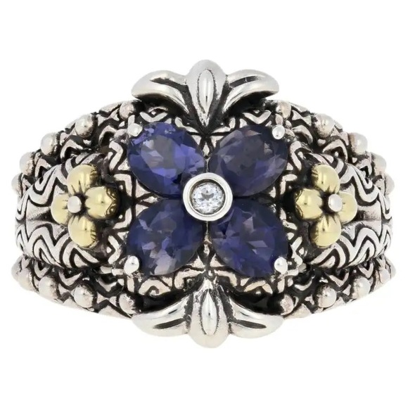 Barbara Bixby Jewelry - Barbara Bixby Iolite & White Sapphire Ring, Sterling Silver & 18k Gold